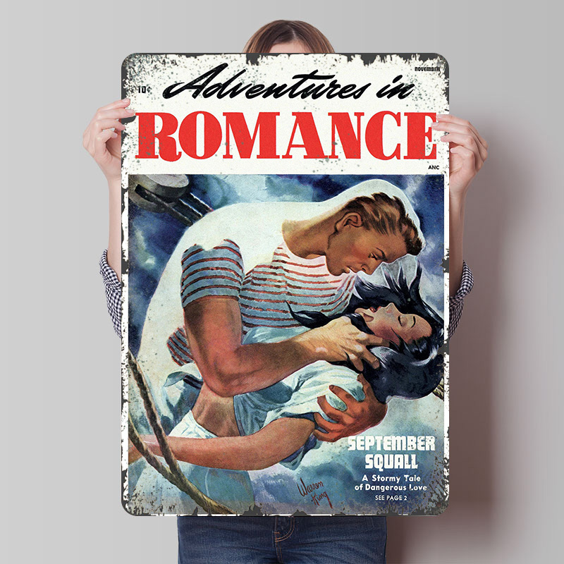 Retro Gaming At - ملصق معدني بتصميم ADVENTURES IN ROMANCE،