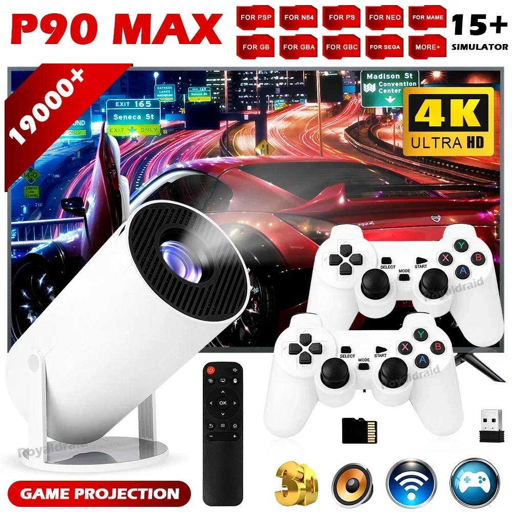 Retro Gaming And Projector - جهاز عرض ألعاب ذكي محمول P90