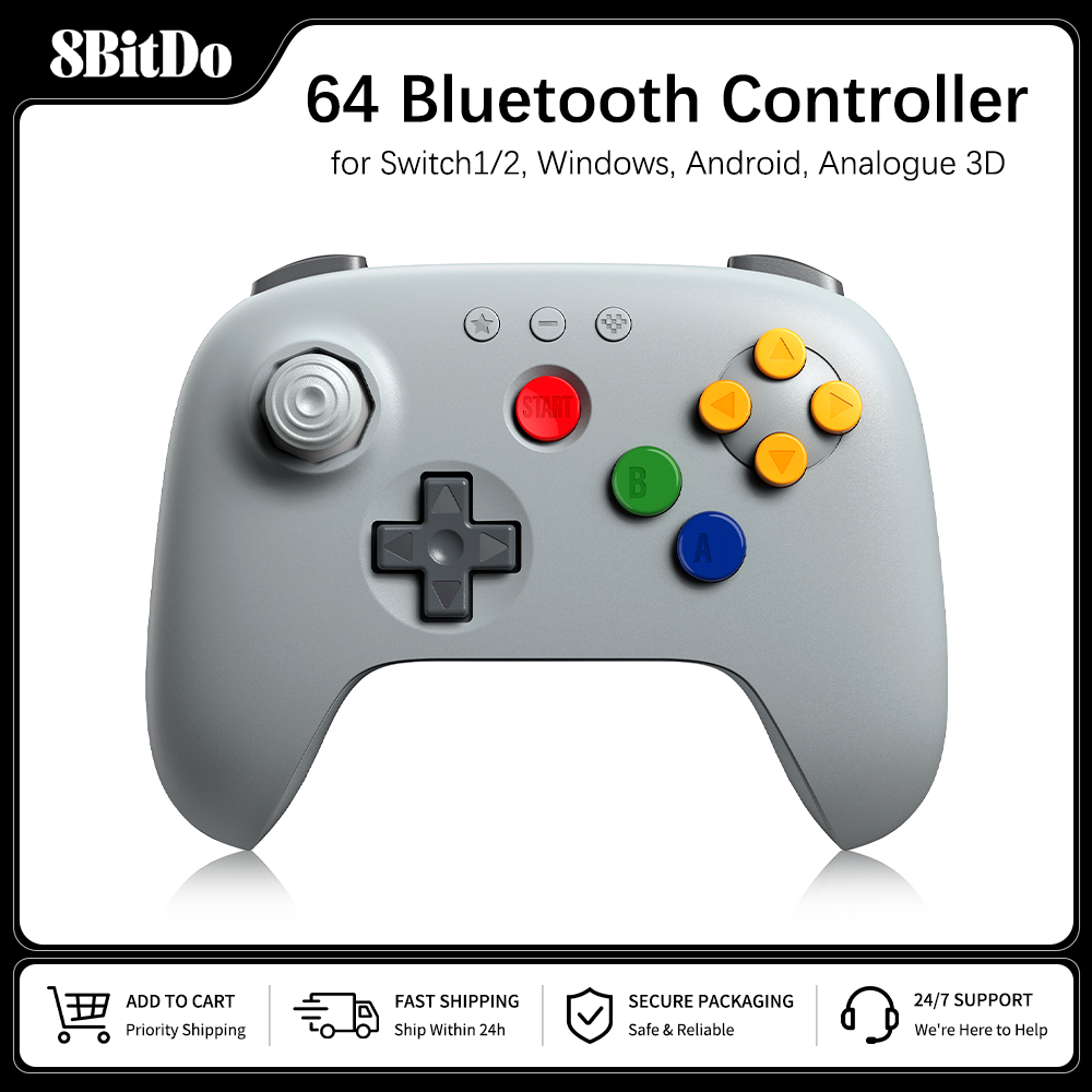 Retro Gaming And Projector - وحدة تحكم بلوتوث 8BitDo N64 للتناظرية
