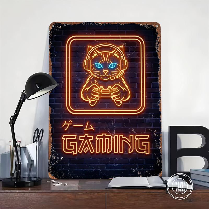 لافتة معدنية مطبوعة بتصميم قطة - مراجعة Retro Gaming At وسعره