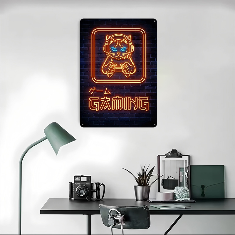 لافتة معدنية مطبوعة بتصميم قطة - مراجعة Retro Gaming At وسعره